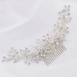 Twilight Designs Prom Hair Clips & Combs | Crystal Hair Accessories*Harley Diamante and Crystal Leaves Wedding Hair Comb Ivory/ Silver