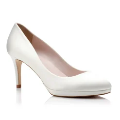 Harriet Wilde Wedding Shoes | Mid Heel*Amy Mid Heel Satin Platform Court Shoes Ivory