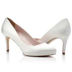 Harriet Wilde Wedding Shoes | Mid Heel*Amy Mid Heel Satin Platform Court Shoes Ivory