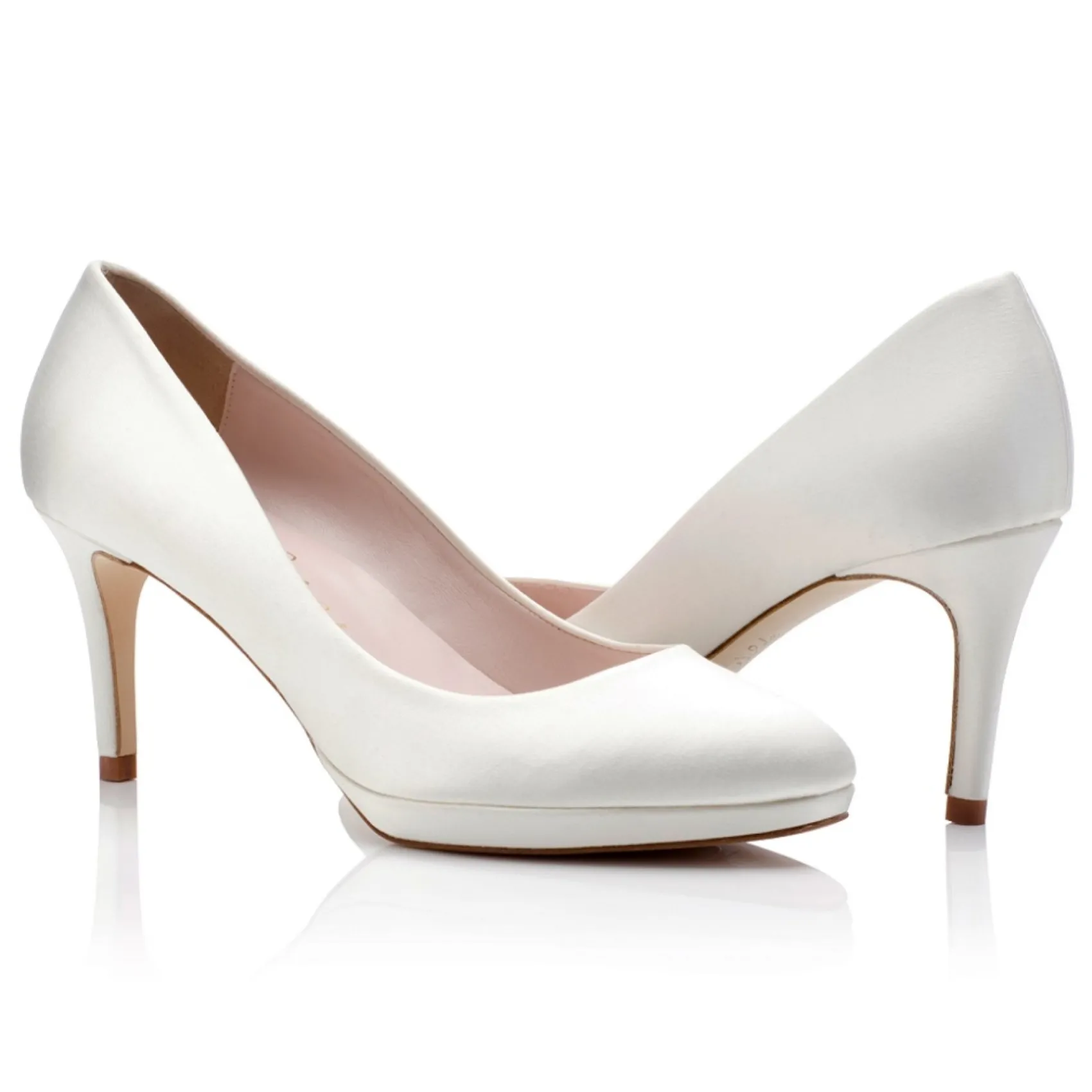 Harriet Wilde Wedding Shoes | Mid Heel*Amy Mid Heel Satin Platform Court Shoes Ivory