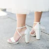 Harriet Wilde Wedding Shoes | High Heel*Arabella Block Satin Platform Sandals Ivory