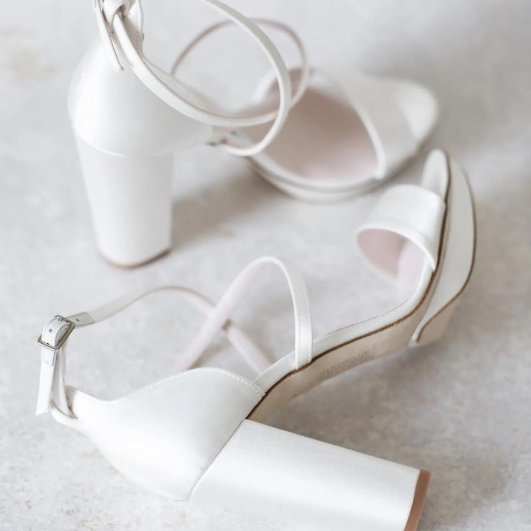 Harriet Wilde Wedding Shoes | High Heel*Arabella Block Satin Platform Sandals Ivory