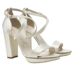 Harriet Wilde Wedding Shoes | High Heel*Arabella Block Satin Platform Sandals Ivory