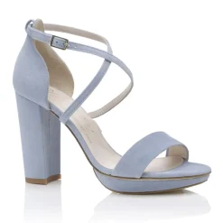 Harriet Wilde Wedding Guest Shoes | Wedding Shoes*Arabella Block Suede Platform Sandals Blue