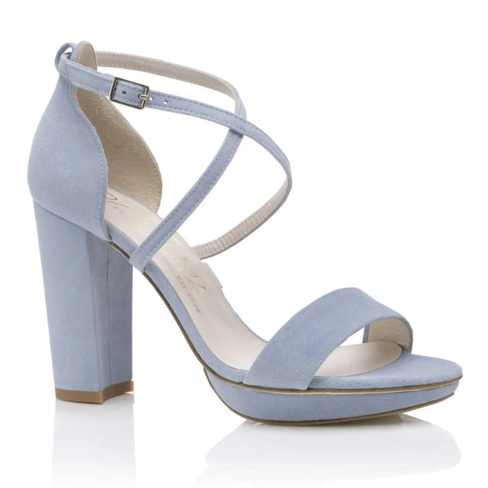 Harriet Wilde Wedding Guest Shoes | Wedding Shoes*Arabella Block Suede Platform Sandals Blue
