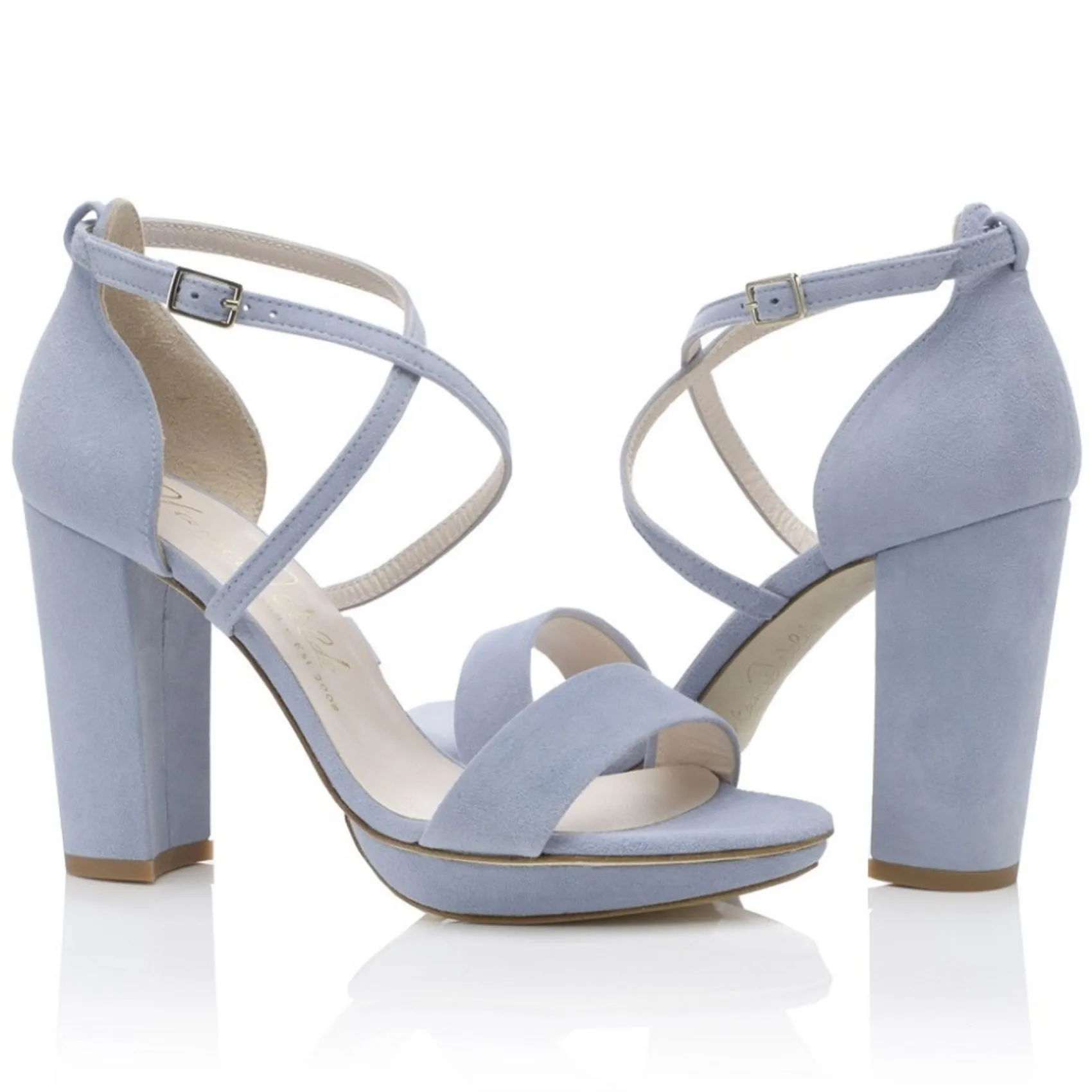 Harriet Wilde Wedding Guest Shoes | Wedding Shoes*Arabella Block Suede Platform Sandals Blue