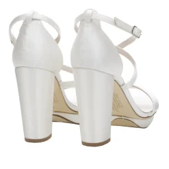 Harriet Wilde Wedding Shoes | High Heel*Arabella Block Satin Platform Sandals Ivory