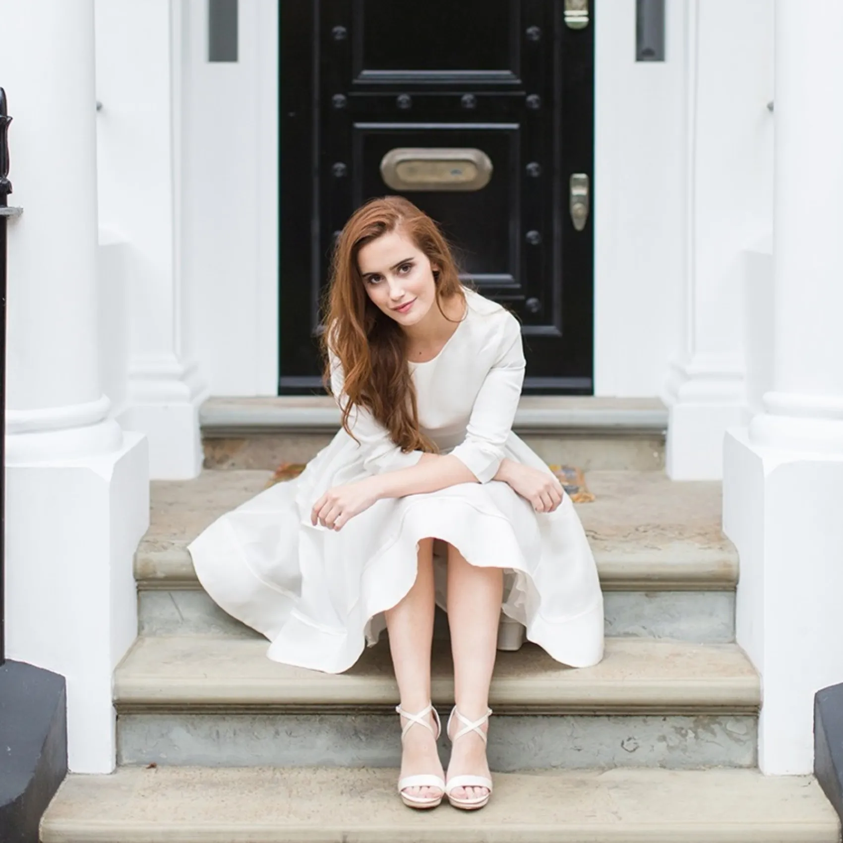 Harriet Wilde Wedding Shoes | High Heel*Arabella Block Satin Platform Sandals Ivory