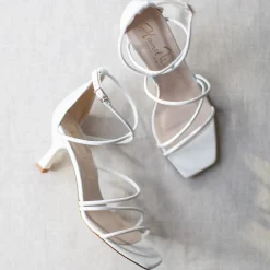 Harriet Wilde Wedding Shoes | Designer Wedding Shoes*Empire Leather Mid Heel Square Toe Strappy Sandals Ivory