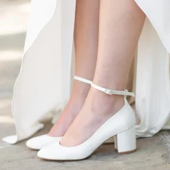 Harriet Wilde Wedding Shoes | Mid Heel*Hetty Mid Satin Tie Up Block Heel Court Shoes Ivory