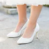 Harriet Wilde Wedding Shoes | Mid Heel*Joanie Mid Satin Platform Court Shoes Ivory