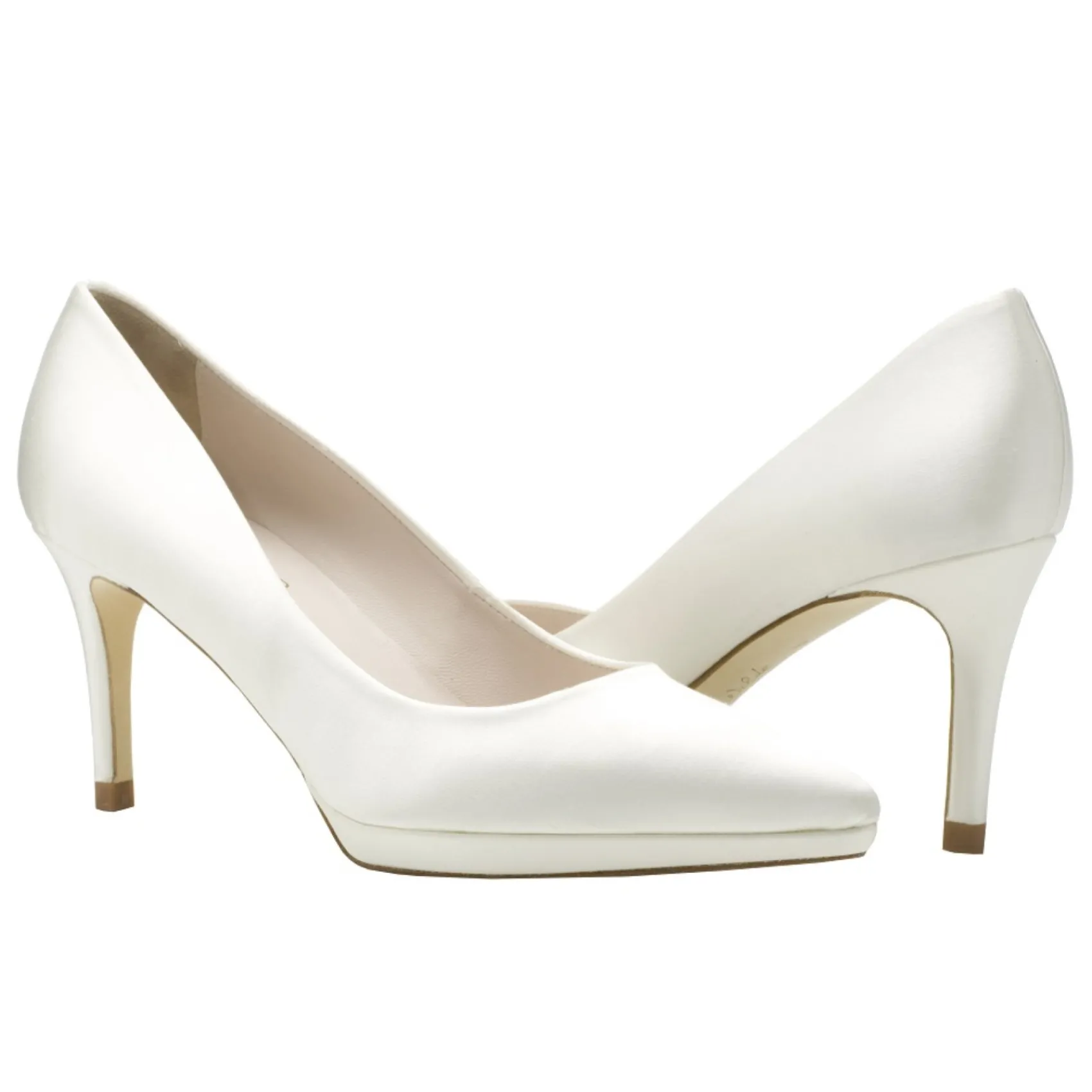 Harriet Wilde Wedding Shoes | Mid Heel*Joanie Mid Satin Platform Court Shoes Ivory