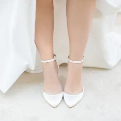 Harriet Wilde Wedding Shoes | Mid Heel*Sahara Mid Heel Satin Two Piece Bridal Court Shoes Ivory