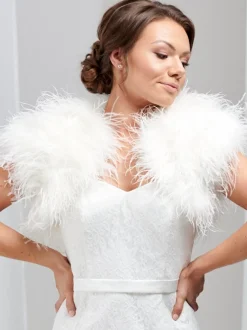 Beverly Hills Feather Stoles & Shrugs | Wedding Boleros And Jackets*Hayworth Ostrich Feather Bridal Bolero Ivory