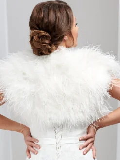 Beverly Hills Feather Stoles & Shrugs | Wedding Boleros And Jackets*Hayworth Ostrich Feather Bridal Bolero Ivory