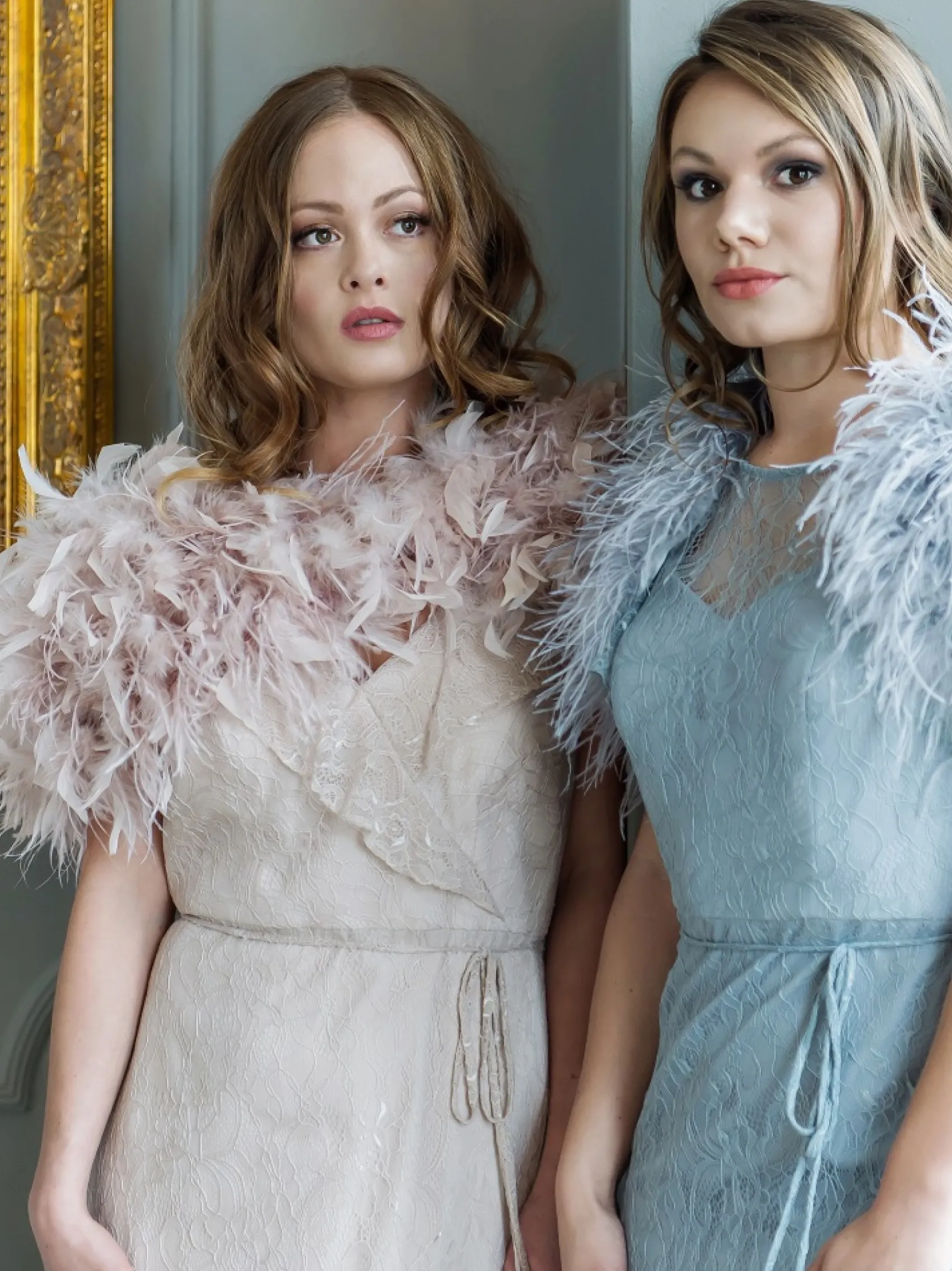 Beverly Hills Feather Stoles & Shrugs | Wedding Boleros And Jackets*Hayworth Ostrich Feather Bridal Bolero Silver Grey