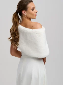 Helen Moore Faux Fur Jackets, Capes And Shawls | Wedding Capes & Wraps*Faux Fur Wedding Wrap | Lace & Favour Ivory