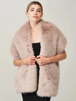 Helen Moore Faux Fur Jackets, Capes And Shawls | Wedding Capes & Wraps*Long Faux Fur Stole | Lace & Favour Quartz