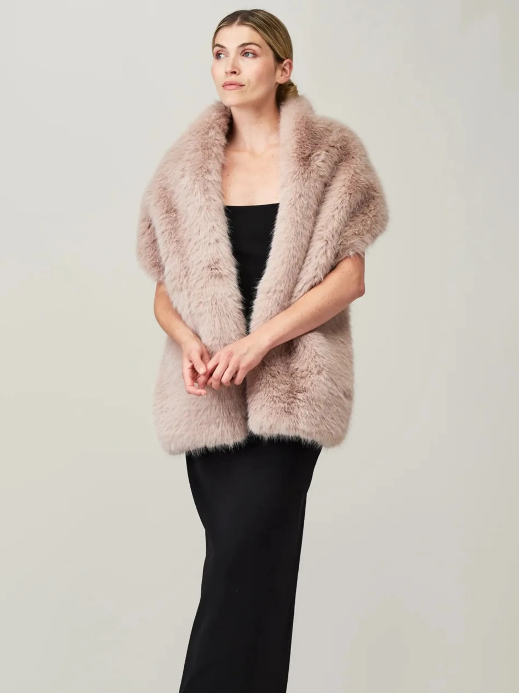 Helen Moore Faux Fur Jackets, Capes And Shawls | Wedding Capes & Wraps*Long Faux Fur Stole | Lace & Favour Quartz