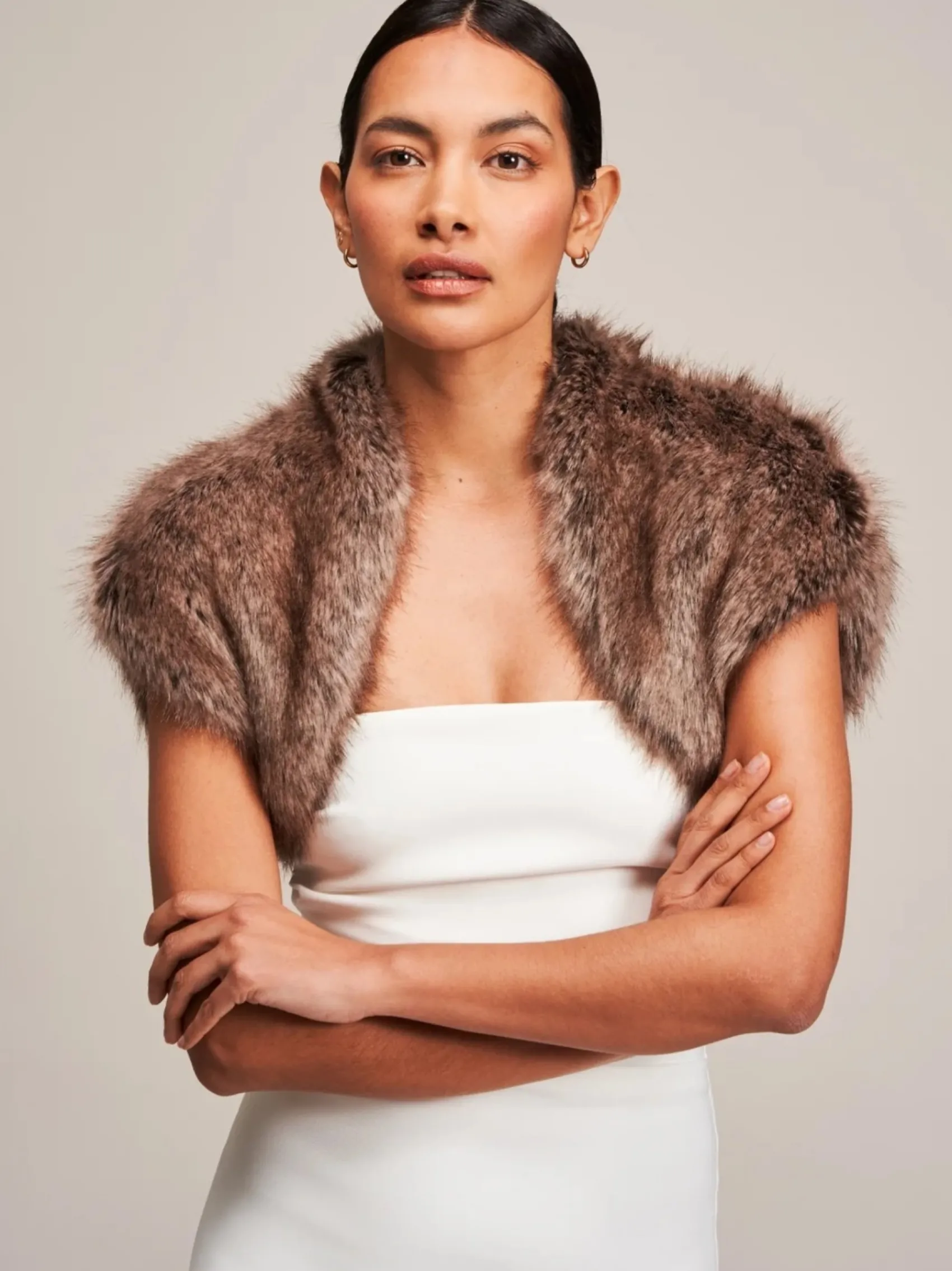 Helen Moore Faux Fur Jackets, Capes And Shawls | Wedding Boleros And Jackets*Faux Fur Bridal Bolero | Lace & Favour Truffle