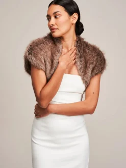 Helen Moore Faux Fur Jackets, Capes And Shawls | Wedding Boleros And Jackets*Faux Fur Bridal Bolero | Lace & Favour Truffle