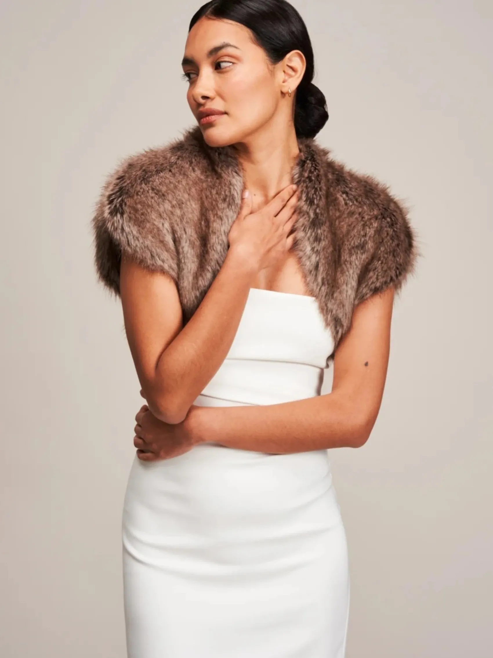 Helen Moore Faux Fur Jackets, Capes And Shawls | Wedding Boleros And Jackets*Faux Fur Bridal Bolero | Lace & Favour Truffle