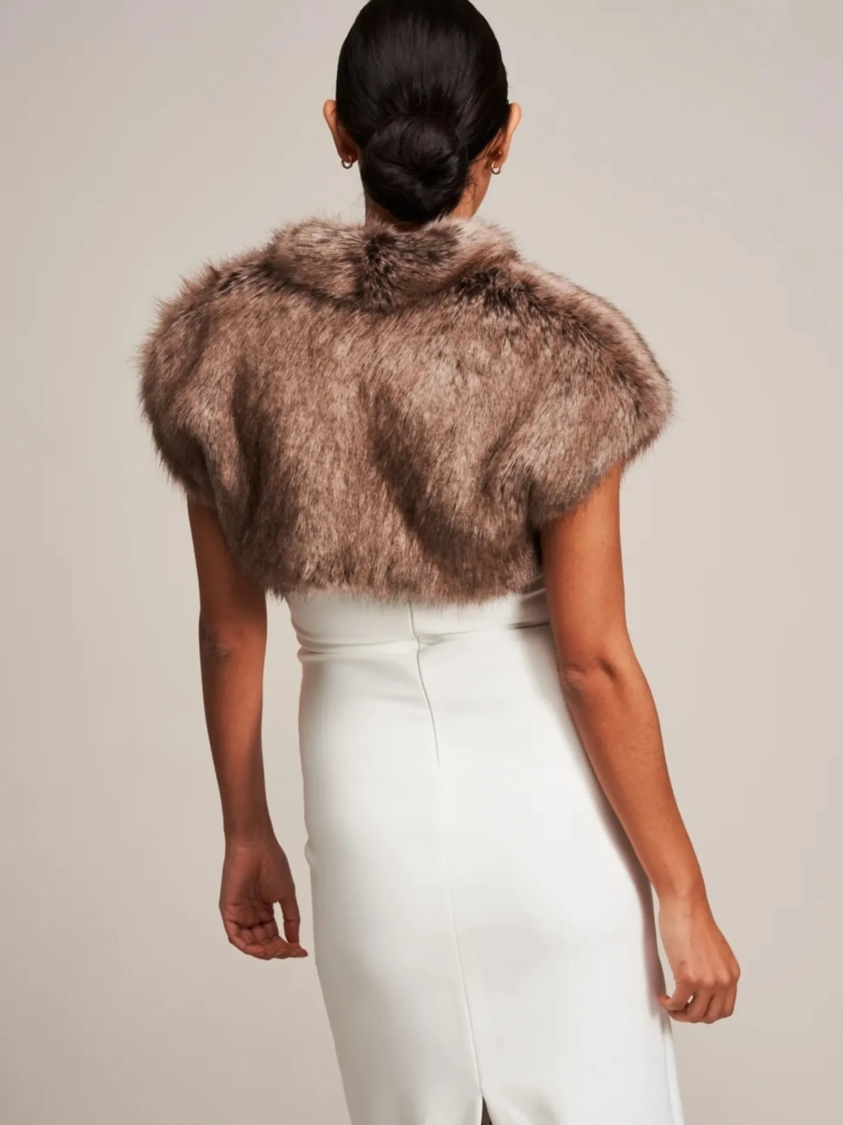 Helen Moore Faux Fur Jackets, Capes And Shawls | Wedding Boleros And Jackets*Faux Fur Bridal Bolero | Lace & Favour Truffle