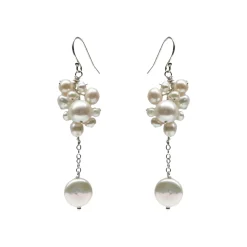 Hermione Harbutt Pearl Jewellery | Silver Wedding Jewellery*Aisla Statement Freshwater Pearl Earrings Ivory