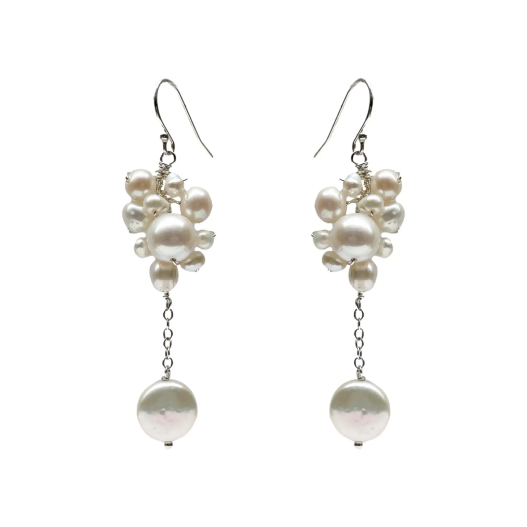 Hermione Harbutt Pearl Jewellery | Silver Wedding Jewellery*Aisla Statement Freshwater Pearl Earrings Ivory