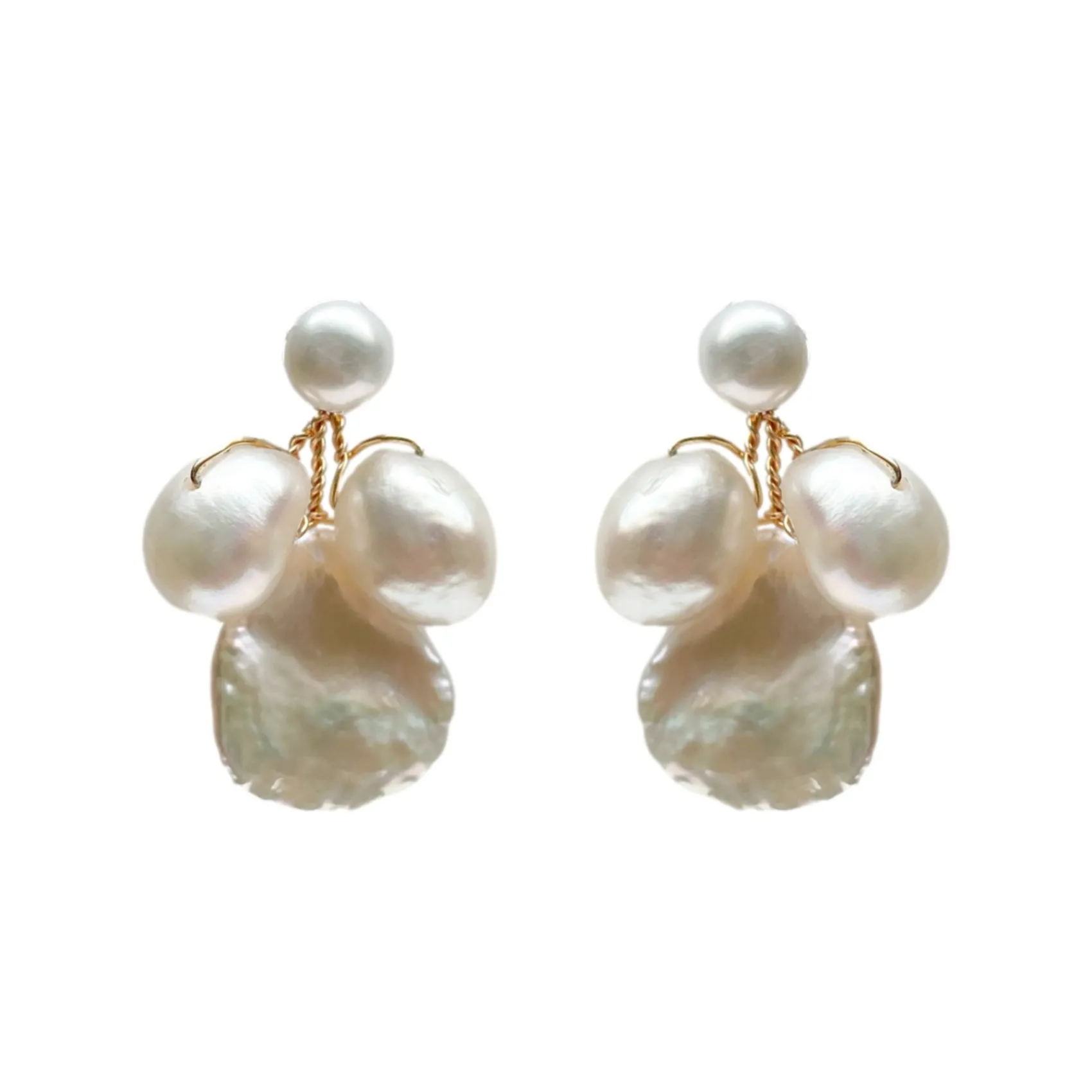 Hermione Harbutt Pearl Jewellery | Gold Wedding Jewellery*Beatrice Gold Baroque Pearl Earrings Ivory/ Gold