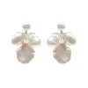 Hermione Harbutt Pearl Jewellery | Gold Wedding Jewellery*Beatrice Baroque Pearl Earrings Ivory/ Silver