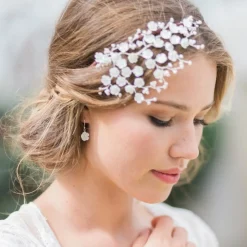 Hermione Harbutt Silver Wedding Jewellery | Bridesmaid Jewellery*Bianca Mother of Pearl Flower Droplet Earrings Ivory/ Silver
