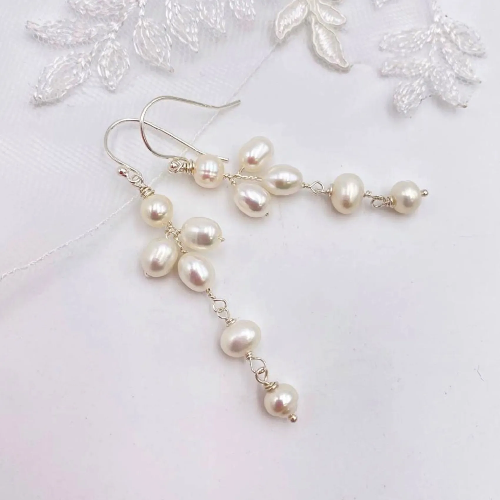 Hermione Harbutt Bride Gifts | Pearl Jewellery*Cafe Pearl Droplet Earrings Ivory