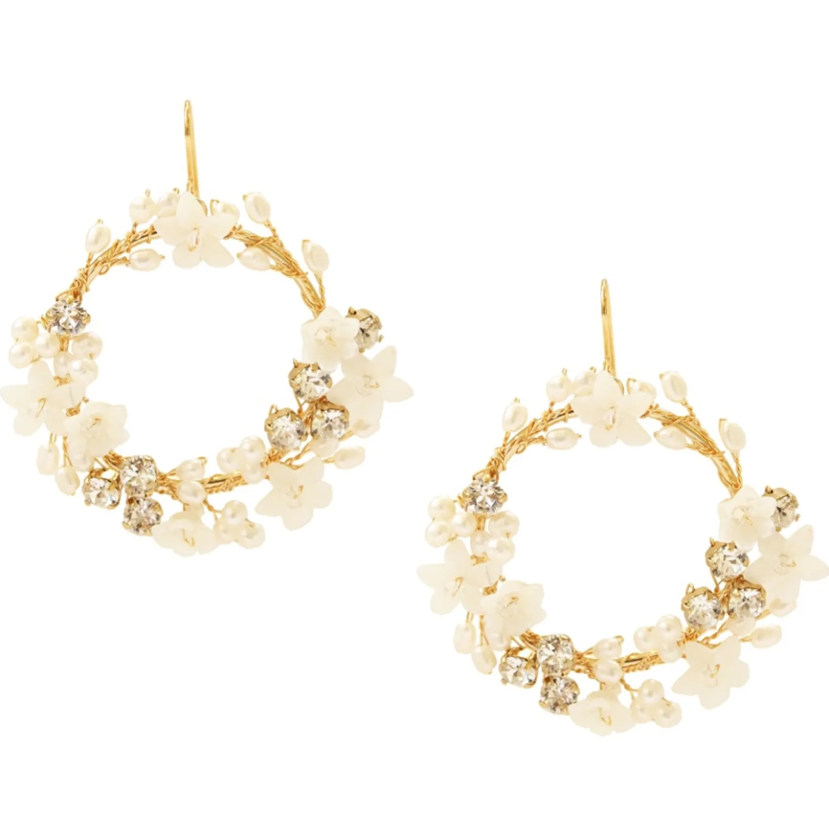 Hermione Harbutt Pearl Jewellery | Gold Wedding Jewellery*Elspeth Mother of Pearl Flowers Hoop Earrings
