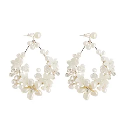 Hermione Harbutt Pearl Jewellery | Silver Wedding Jewellery*Fleurette Floral Chandelier Earrings