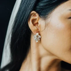 Hermione Harbutt Crystal Jewellery | Silver Wedding Jewellery*Kensington Grande Crystal Earrings Ivory/ Silver