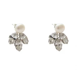 Hermione Harbutt Bride Gifts | Crystal Jewellery*Kensington Crystal Leaves and Pearl Earrings
