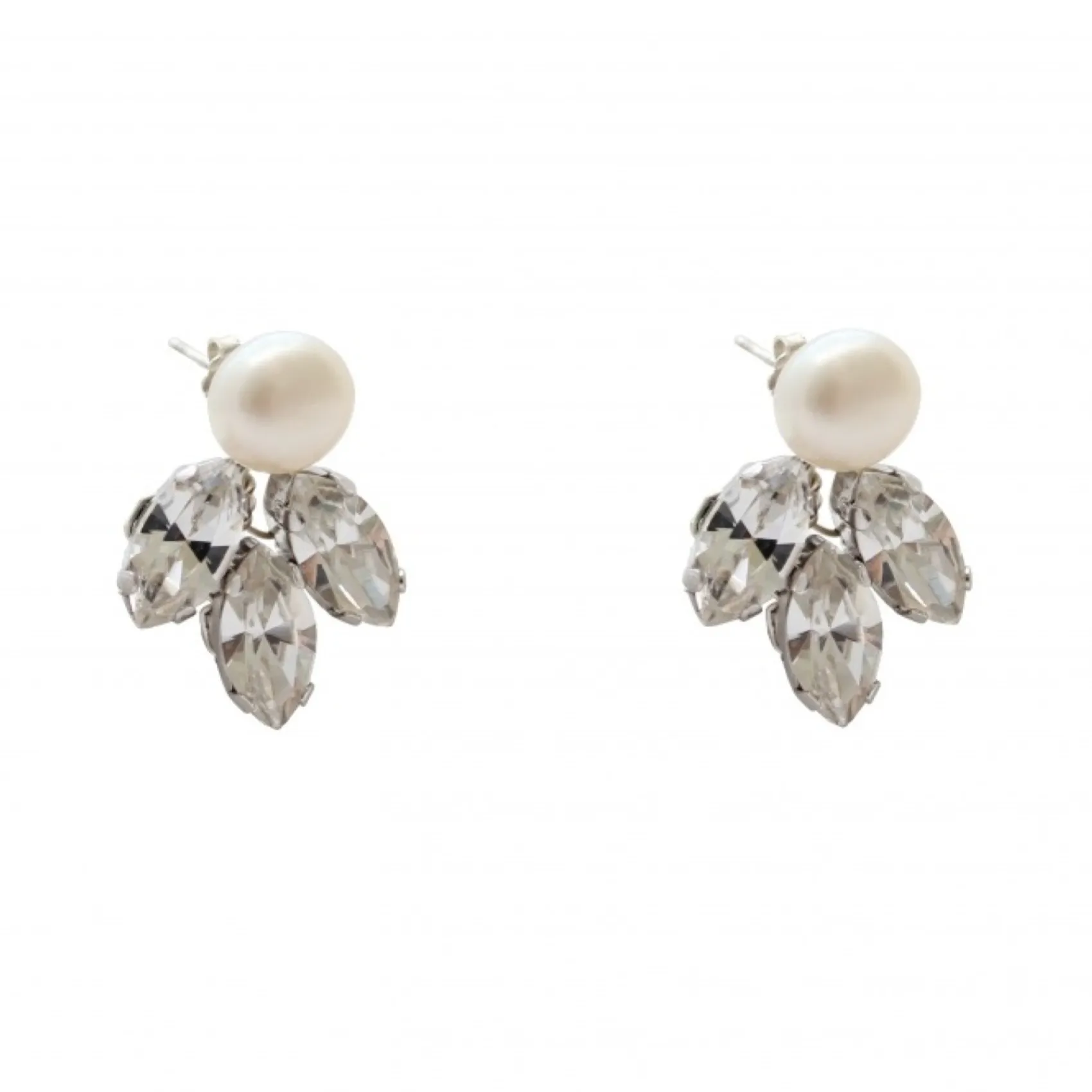 Hermione Harbutt Bride Gifts | Crystal Jewellery*Kensington Crystal Leaves and Pearl Earrings