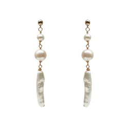 Hermione Harbutt Pearl Jewellery | Gold Wedding Jewellery*Liberty Long Baroque Pearl Earrings Ivory