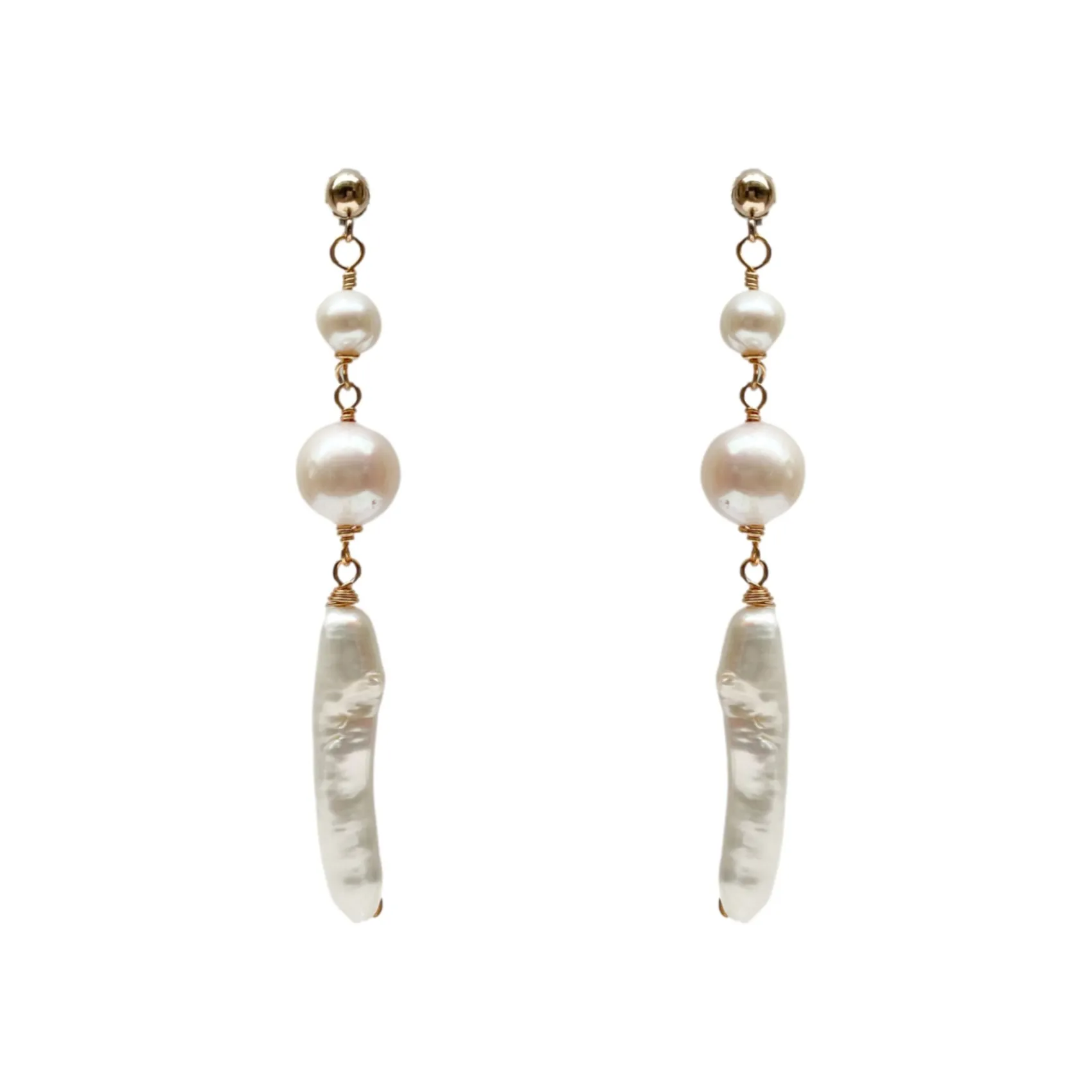 Hermione Harbutt Pearl Jewellery | Gold Wedding Jewellery*Liberty Long Baroque Pearl Earrings Ivory