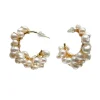 Hermione Harbutt Pearl Jewellery | Gold Wedding Jewellery*Milena Pearl Embellished Hoop Earrings Ivory/ Gold