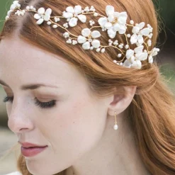Hermione Harbutt Bridesmaid Gifts | Bride Gifts*Starlight Gold Pearl Drop Earrings Ivory/ Gold