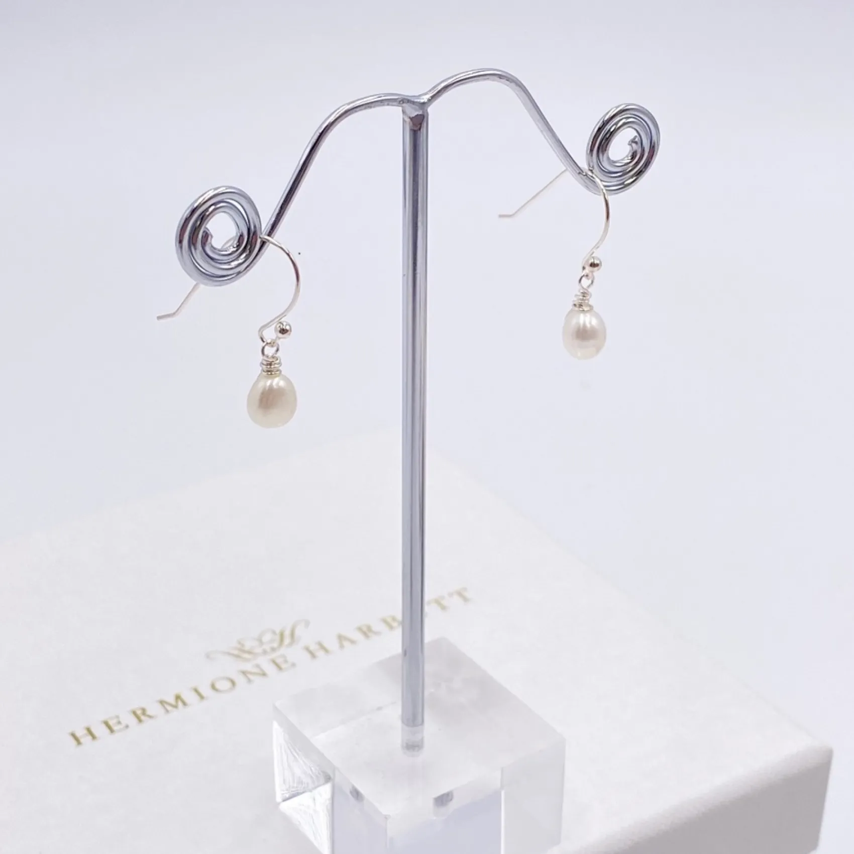 Hermione Harbutt Bridesmaid Gifts | Bride Gifts*Starlight Silver Pearl Drop Earrings Ivory/ Silver