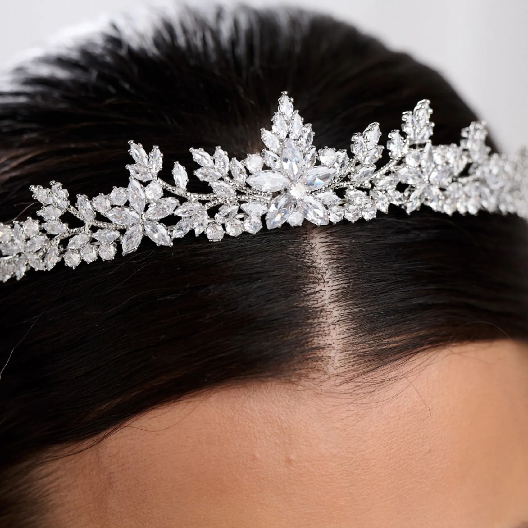 Lace & Favour Prom Headbands & Tiaras | Crystal Hair Accessories*Highgrove Cubic Zirconia Crystal Bridal Tiara Silver