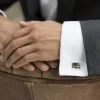 Ivory & Co Groom Gifts | Wedding Cufflinks*Best Man Cufflinks with Crystal | Lace & Favour Rhodium