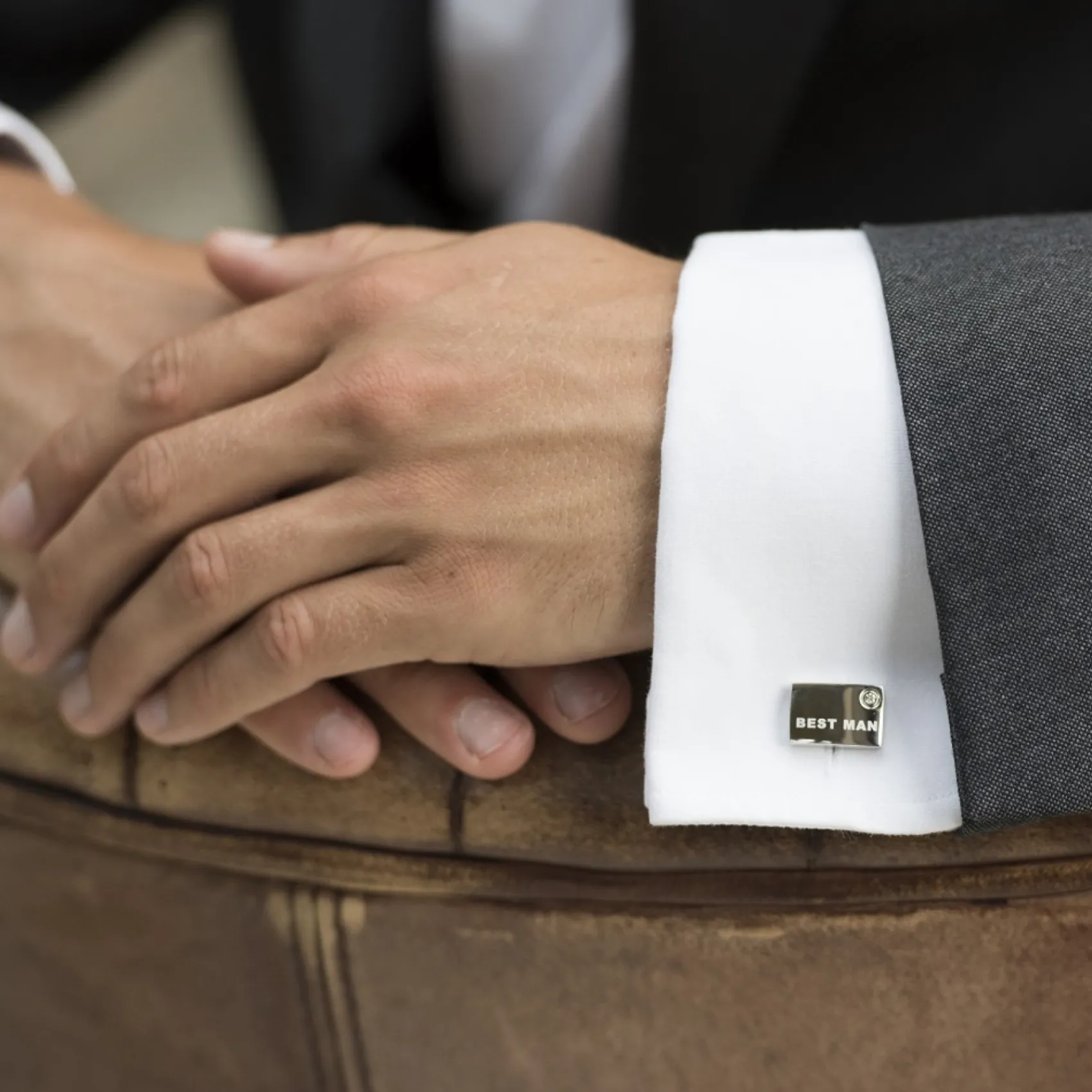 Ivory & Co Groom Gifts | Wedding Cufflinks*Best Man Cufflinks with Crystal | Lace & Favour Rhodium