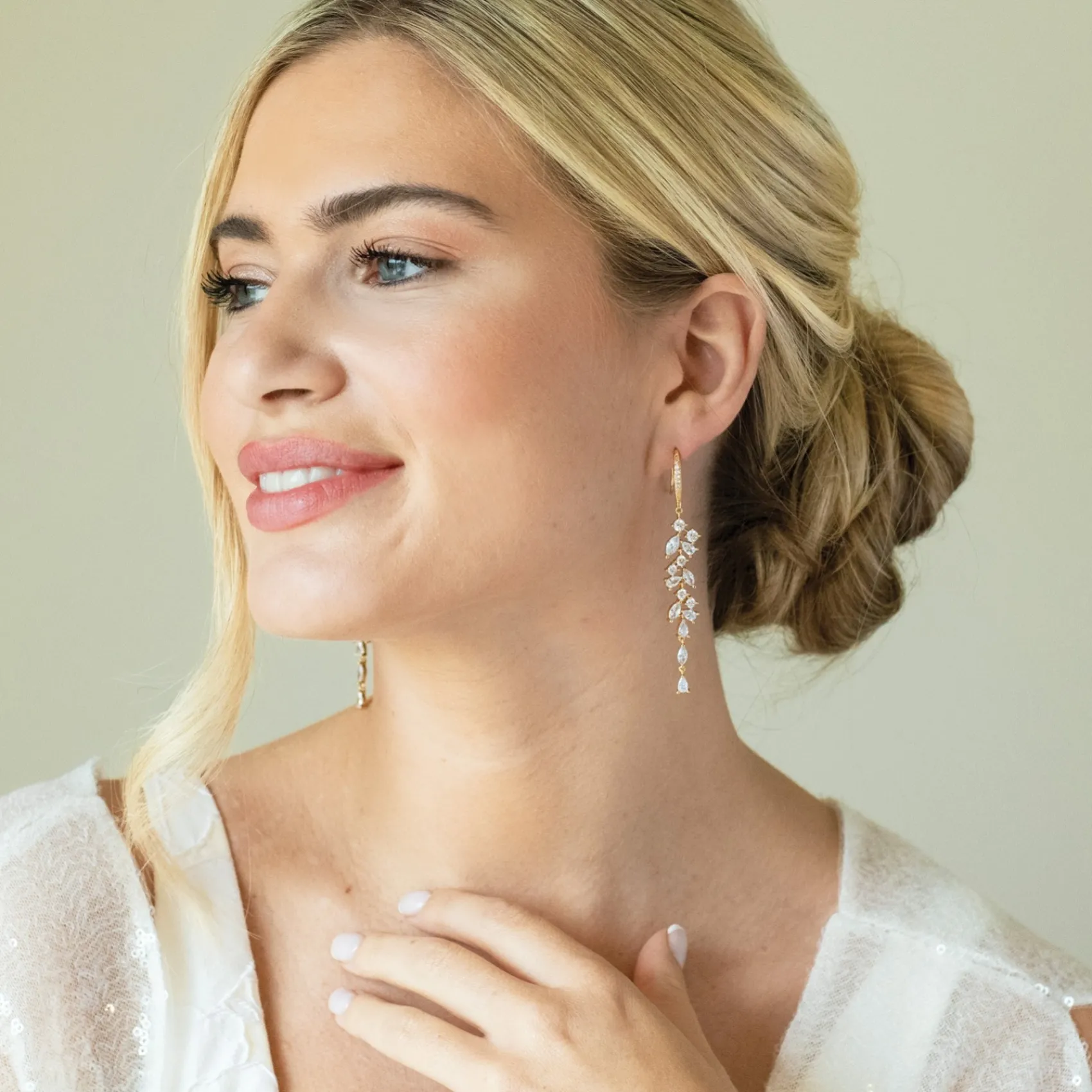 Ivory & Co Gold Prom Jewellery | Prom Earrings*Sandringham Statement Gold Crystal Cluster Drop Earrings