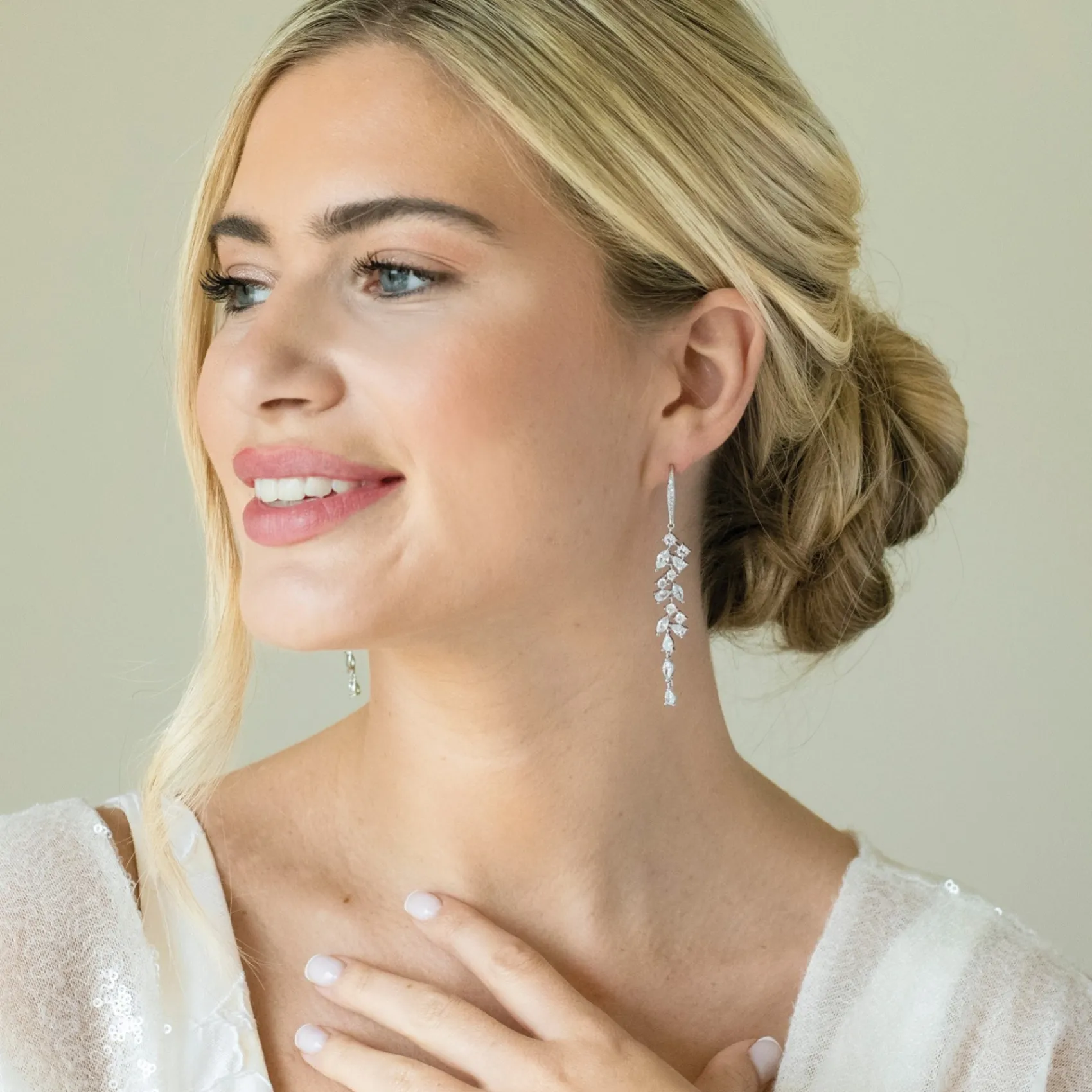 Ivory & Co Silver Prom Jewellery | Prom Earrings*Sandringham Statement Silver Crystal Cluster Drop Earrings