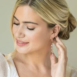 Ivory & Co Gold Prom Jewellery | Prom Earrings*Sandringham Statement Gold Crystal Cluster Drop Earrings