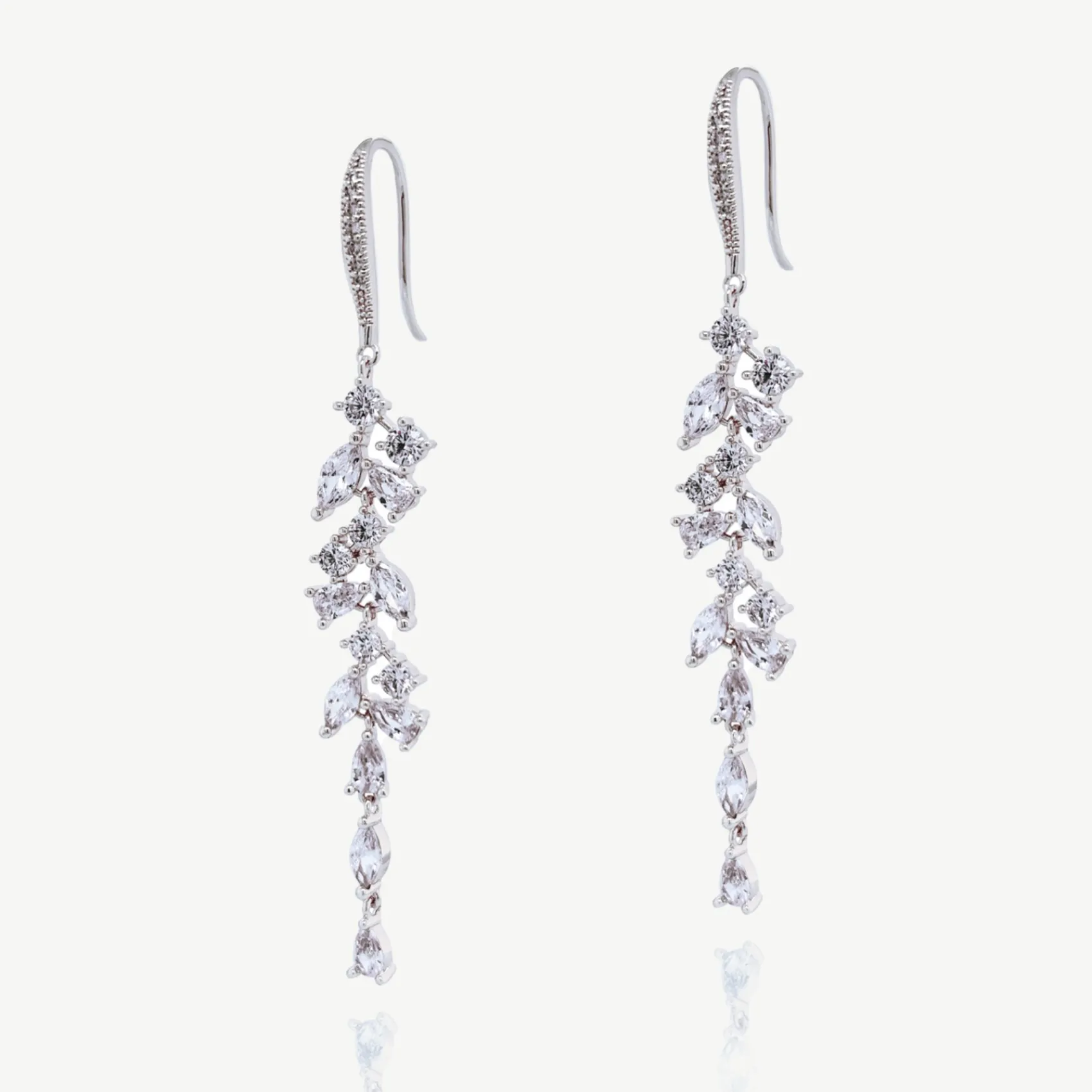 Ivory & Co Silver Prom Jewellery | Prom Earrings*Sandringham Statement Silver Crystal Cluster Drop Earrings